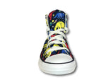 Converse Unisex-Child Chuck Taylor All Star Canvas High Top Sneaker, Black/Multi/White, 2 Little Kid