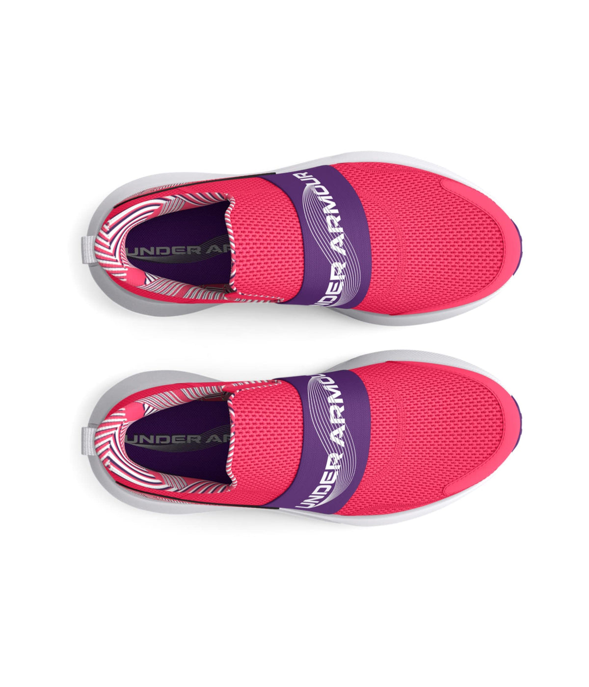 Under Armour Girl's Surge 3 Slip-On Print (Big Kid) Pink Shock/Galaxy Purple/White 4 Big Kid M