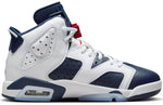 Air Jordan 6 Retro Big Kids' Shoes (384665-164, White/Midnight Navy/Varsity Red) Size 6.5