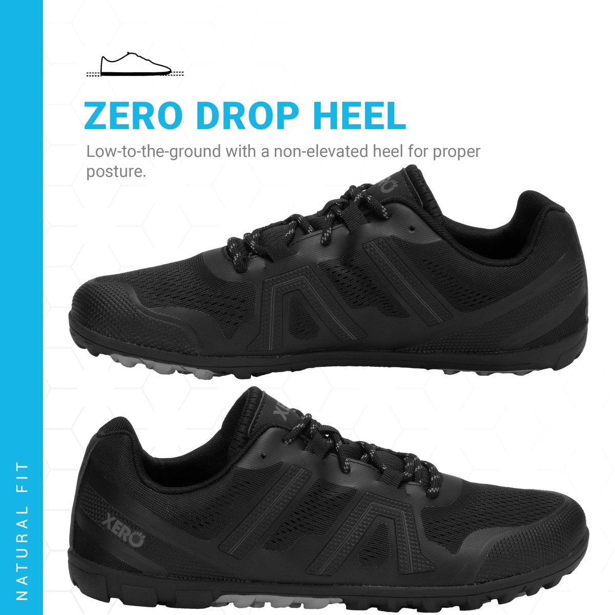 Xero Shoes Men's Mesa Trail Barefoot Trail Run Shoes, Black, 8.5