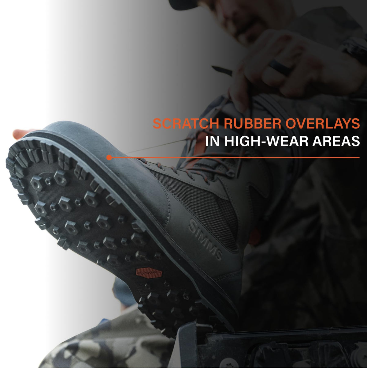 Simms Tributary Rubber Sole Wading Boots for Men and Women - Rugged Fishing Shoes with Ankle Support and Traction Control - Basalt - 6