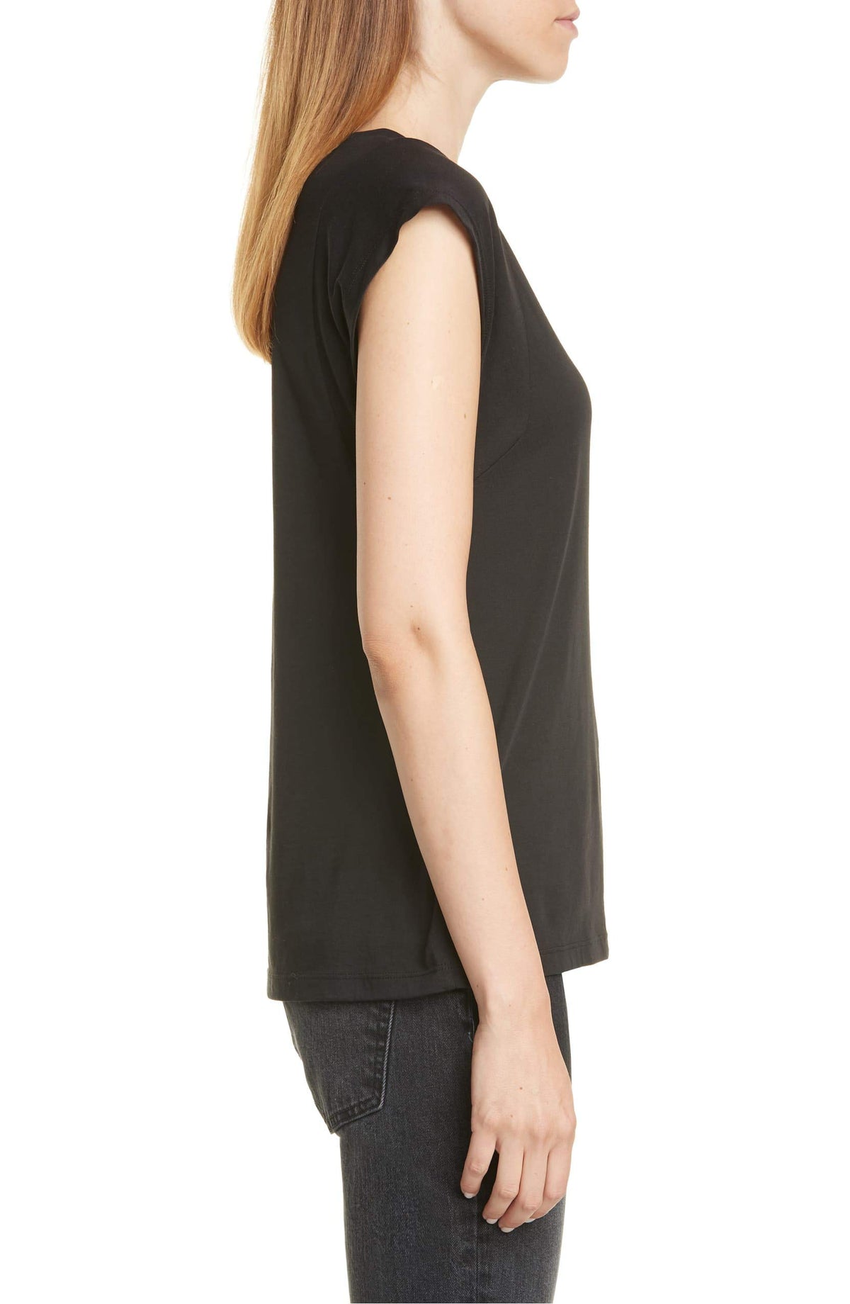 Frame Womens Muscle Mid Rise Tank Top Black XS