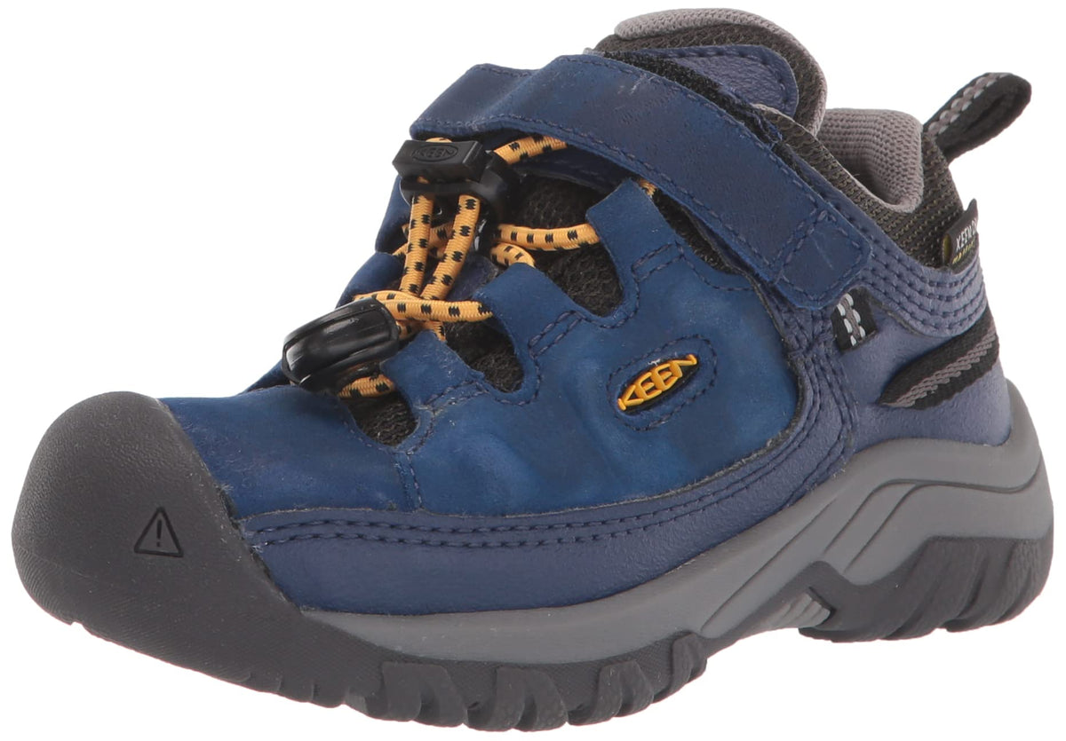 KEEN Targhee Low Height Waterproof Hiking Shoes, Blue Depths/Forest Night, 4 US Unisex Big Kid