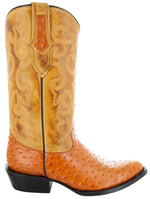 Soto Boots Men's Ostrich Print Cowboy Boots H7002 (Mantequilla, 11)