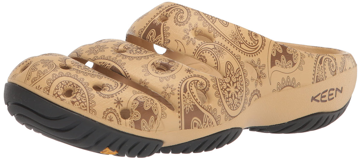 KEEN Women's Yogui Comfortable Slip On Lightweight Clogs, Caffe Latte Paisley, 11