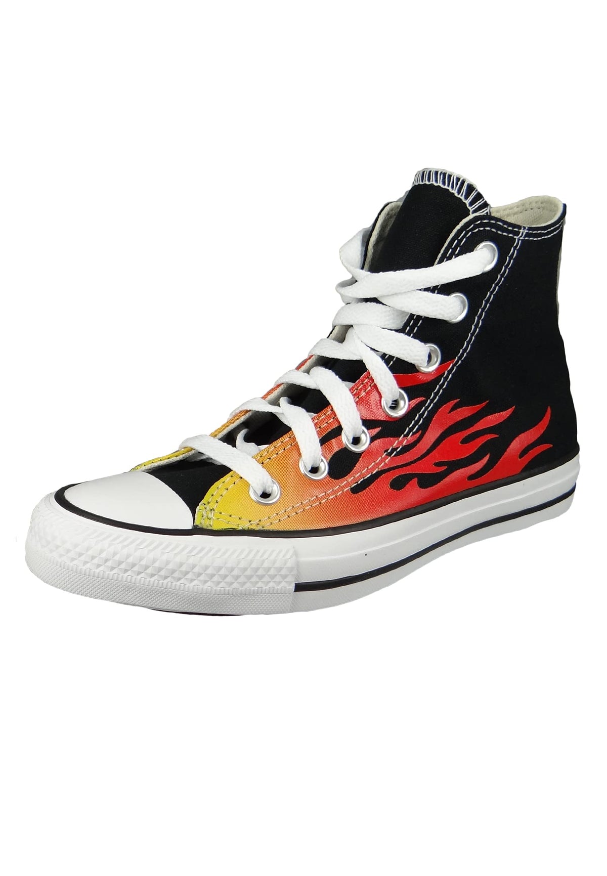 Converse CTAS HI Flame Man's Black Sportshoes 171130C, Nero Rosso Giallo, womens 8