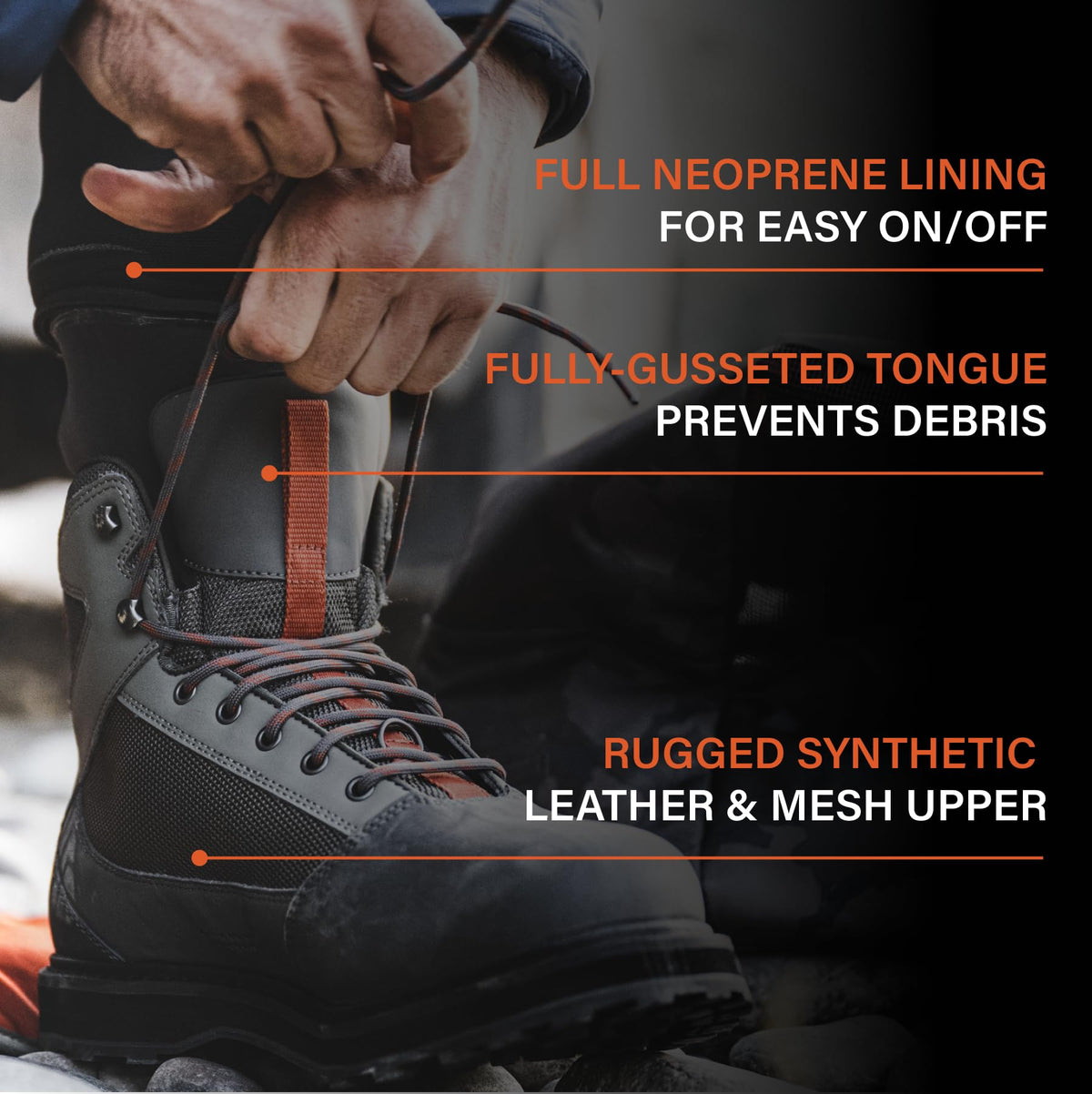 Simms Tributary Rubber Sole Wading Boots for Men and Women - Rugged Fishing Shoes with Ankle Support and Traction Control - Basalt - 6