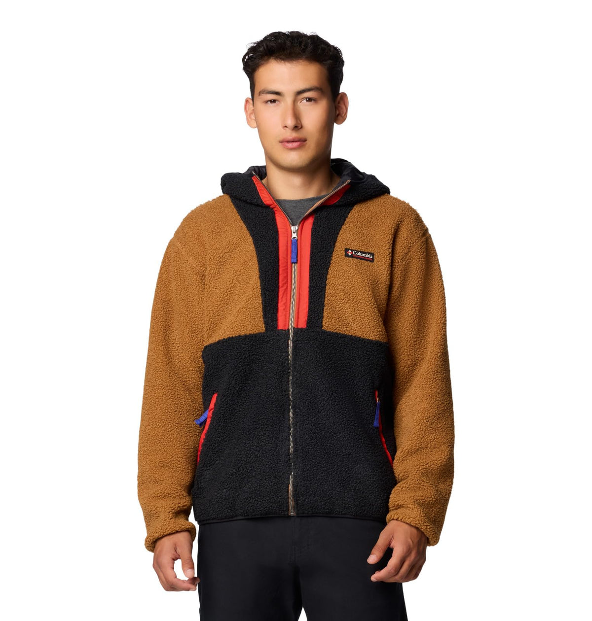 Columbia Men's Backbowl II Remastered Full Zip Hoodie, Camel Brown/Black, Medium