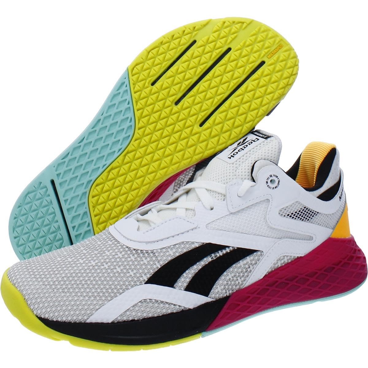 Reebok Women's Nano X Cross Trainer, 7.5 US, Footwear White/Core Black/Solar Gold