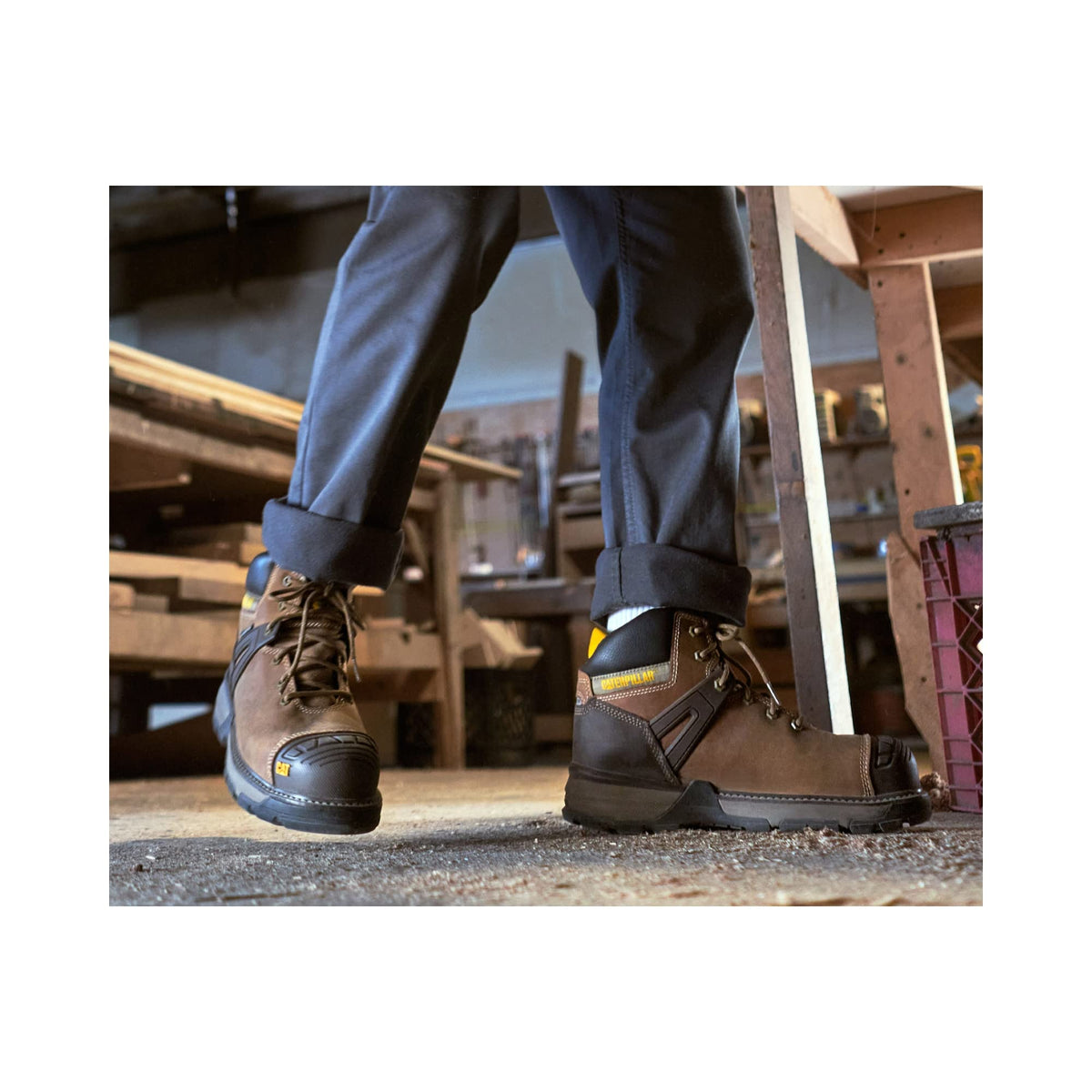 Caterpillar Excavator Superlite Waterproof Soft Toe Work Boot Men Dark Beige