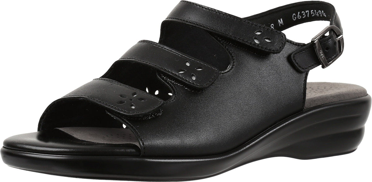 SAS Quatro Adjustable Comfort Sandal Black 11.5 W - Wide (C)