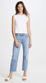 FRAME Women's Le High Rise Muscle Tee, Blanc, White, S