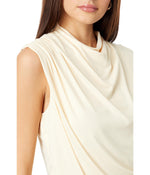 Elliott Lauren Top Notch Draped Sleeveless Top w/Zipper Detail X-Large Cream