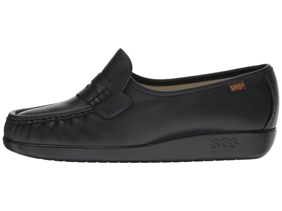 SAS Classic Slip On Comfort Loafer Navy 8.5 W - Wide (C)