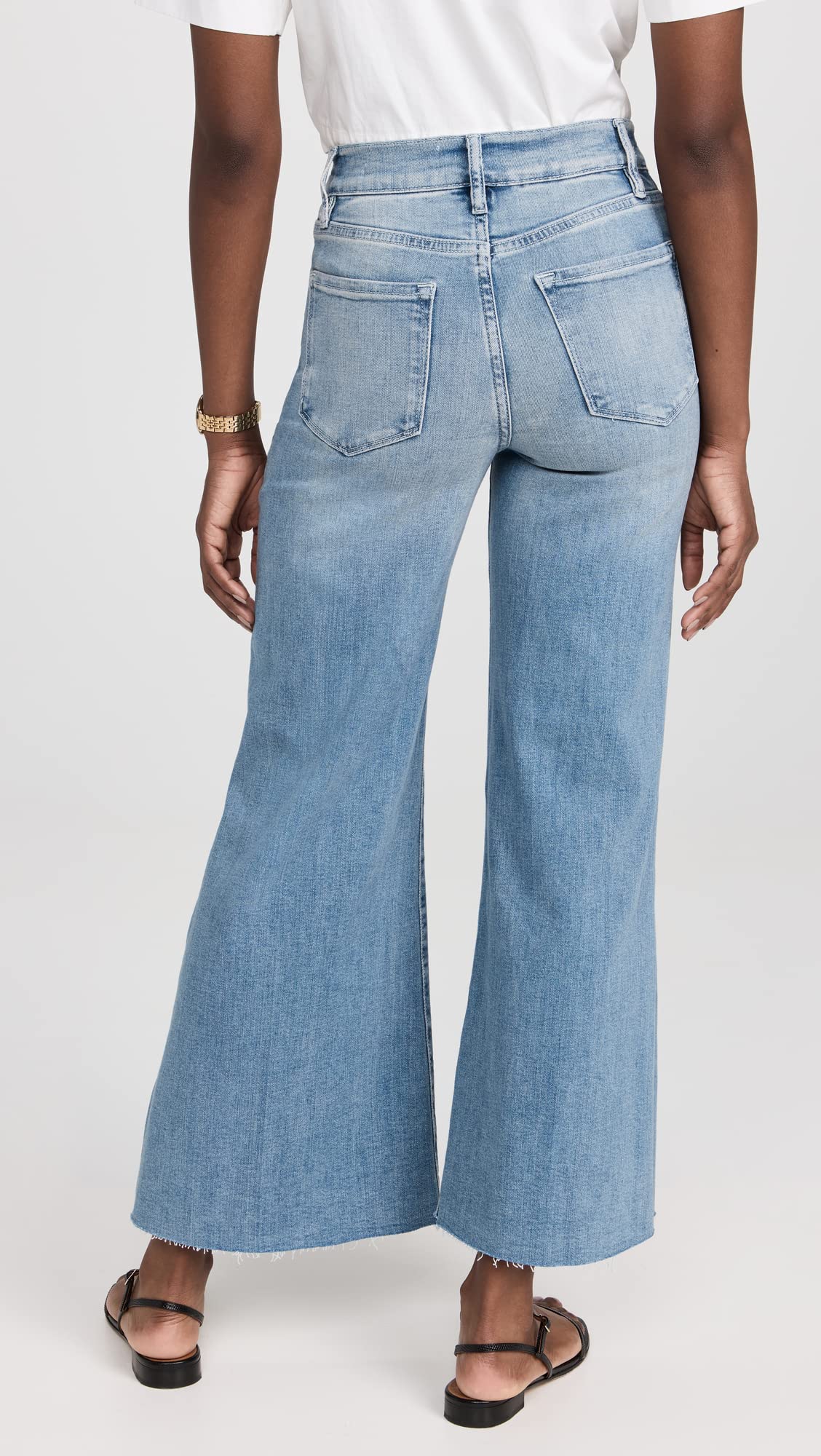 FRAME Women's Le Palazzo Crop Raw After Jeans, Galeston, Blue, 25