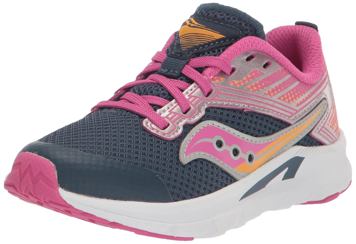Saucony Axon Sneaker, Navy/Pink, 1 Wide US Unisex Big_Kid