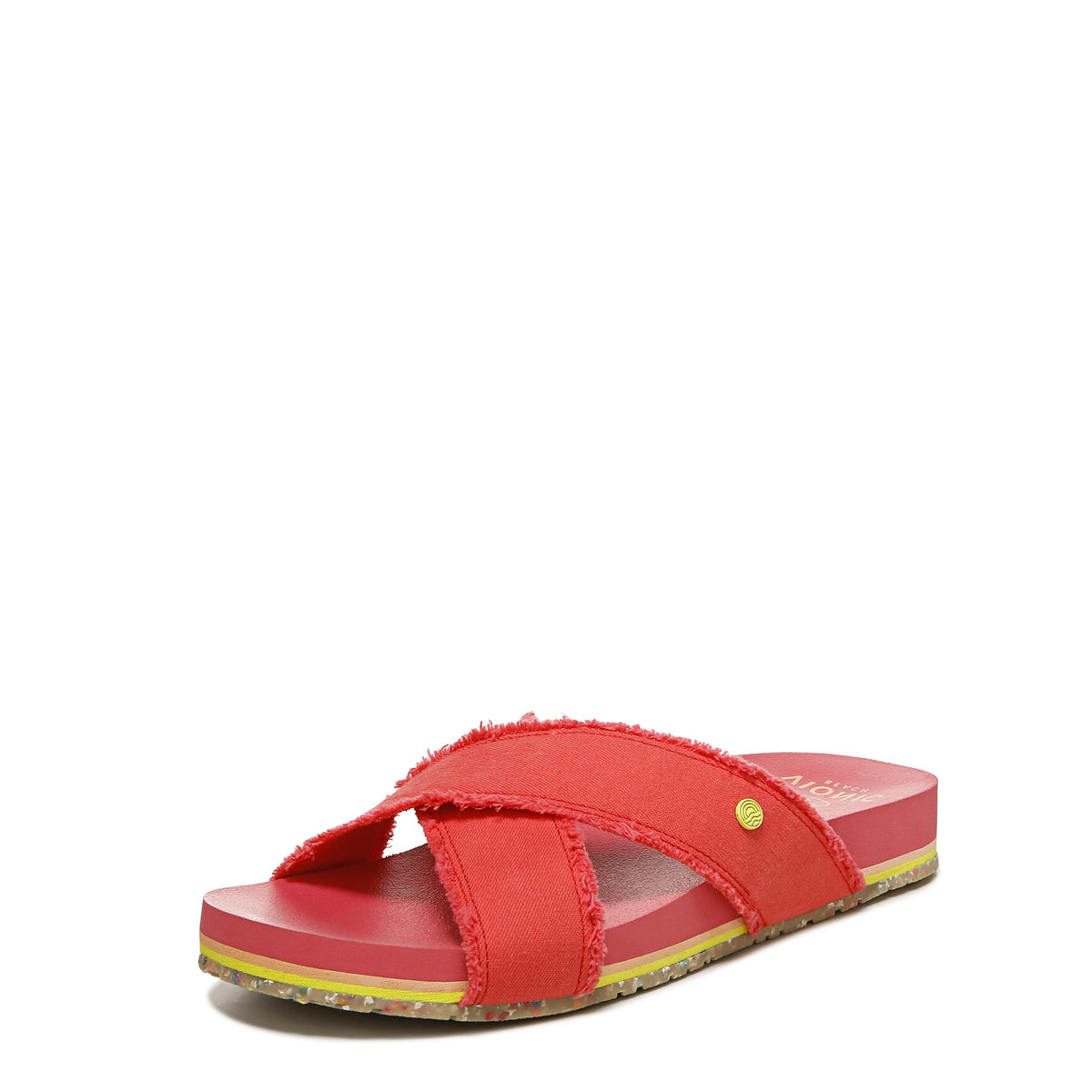 Vionic Women's BEACH Boardwalk Panama Canvas Sandals- Sustainable Washable Slide with Orthotic Insole Arch Support Red Fabric 12 Medium