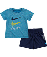 Nike Boys' Dri FIT Triple Futura Graphic T Shirt and Shorts 2 Piece Set (Midnight Navy(66G104-U90)/Black, 12 Months)