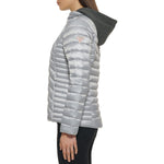 GUESS Women's Lightweight Puffer Jacket, Quilted Silver, Large