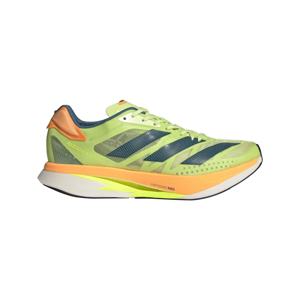 adidas Adizero Adios Pro 2.0 Mens Running Shoes, Pulse Lime/Real Teal/Flash Orange, 9