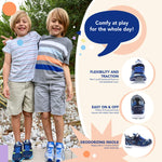 TSUKIHOSHI 3580 Velocity Strap-Closure Machine-Washable Youth Sneaker Shoe with Wide Toe Box and Slip-Resistant, Non-Marking Outsole, Navy/Camo - 5.5 Big Kid (8-12 Years)