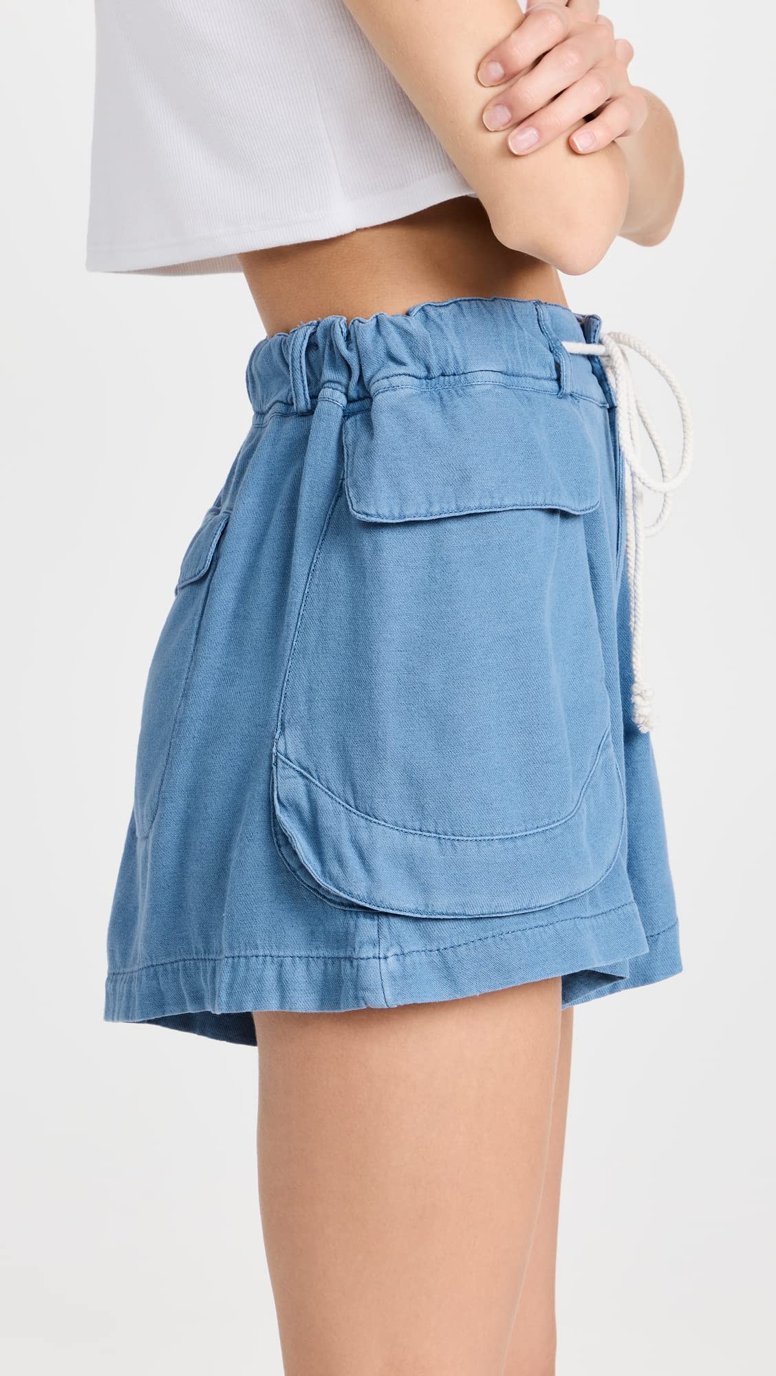 Free People Women's Off Shore Utility Shorts, Mediterranean, Blue, M