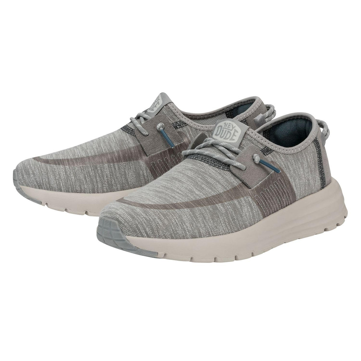 HEYDUDE Sirocco Dual Knit Light Grey Size 9 | Men's Shoes | Men's Casual Sneakers | Comfortable & Light-Weight