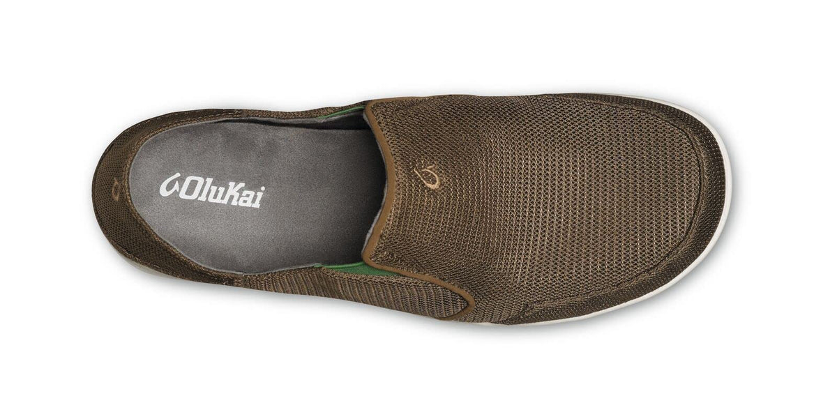 OLUKAI Nohea Mesh Men's Slip On Sneakers, Lightweight & Breathable Shoes for Everyday Wear, All-Weather & Enhanced Traction, Mustang/Lime Peel, 12