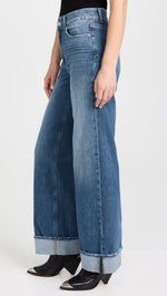 PAIGE Women's Sasha 32" Wide Cuff Jeans, Stefania, Blue, 28