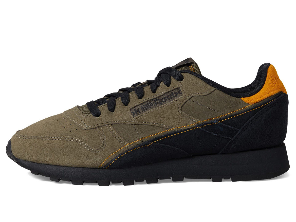 Reebok Classic Leather Army Green/Black/Bright Ochre Men's 11, Women's 12.5 Medium