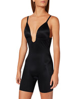 SPANX Suit Your Fancy Plunge Low-Back Mid-Thigh Bodysuit Very Black SM