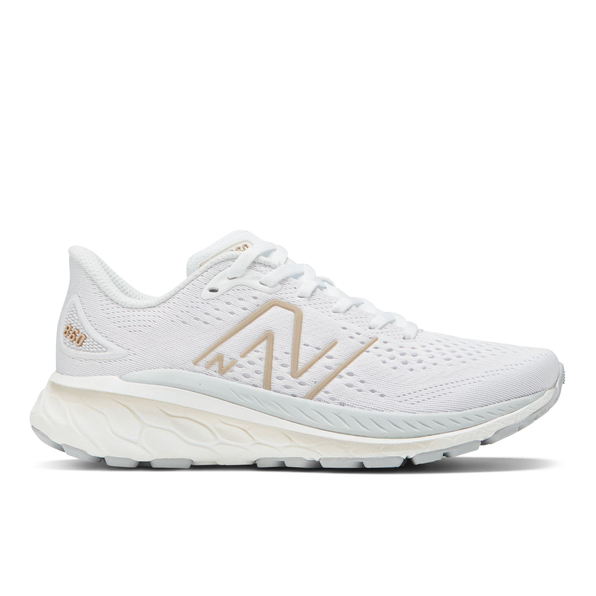 New Balance Women's Fresh Foam X 860 V13, White/Light Aluminum/Light Gold Metallic, 10.5 X-Wide
