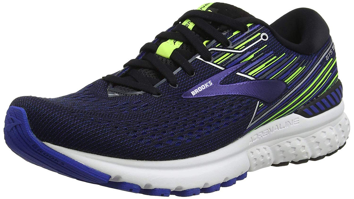 Brooks Mens Adrenaline GTS 19 Running Shoe - Black/Blue/Nightlife - D - 12.0