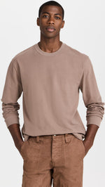 Madewell Men's Brushed Long Sleeve Boxy Tee, Wet Pebble, Tan, L