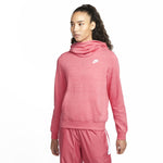 Nike Women's NSW Fleece Hoodie Varsity (Small, Gypsy Rose/Heather/White)