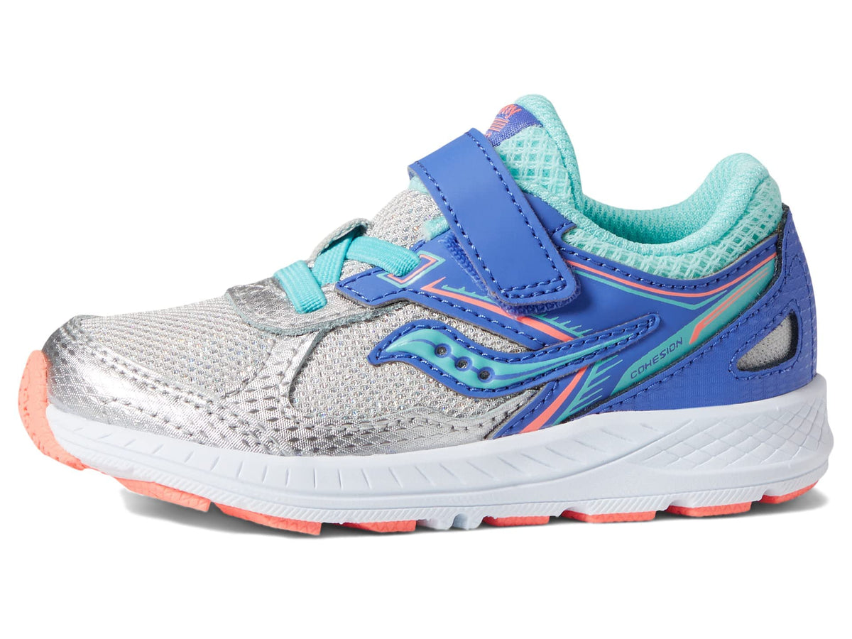 Saucony Baby Girl's Cohesion 14 A/C (Toddler) Silver/Periwinkle/Turquoise 8 Toddler W