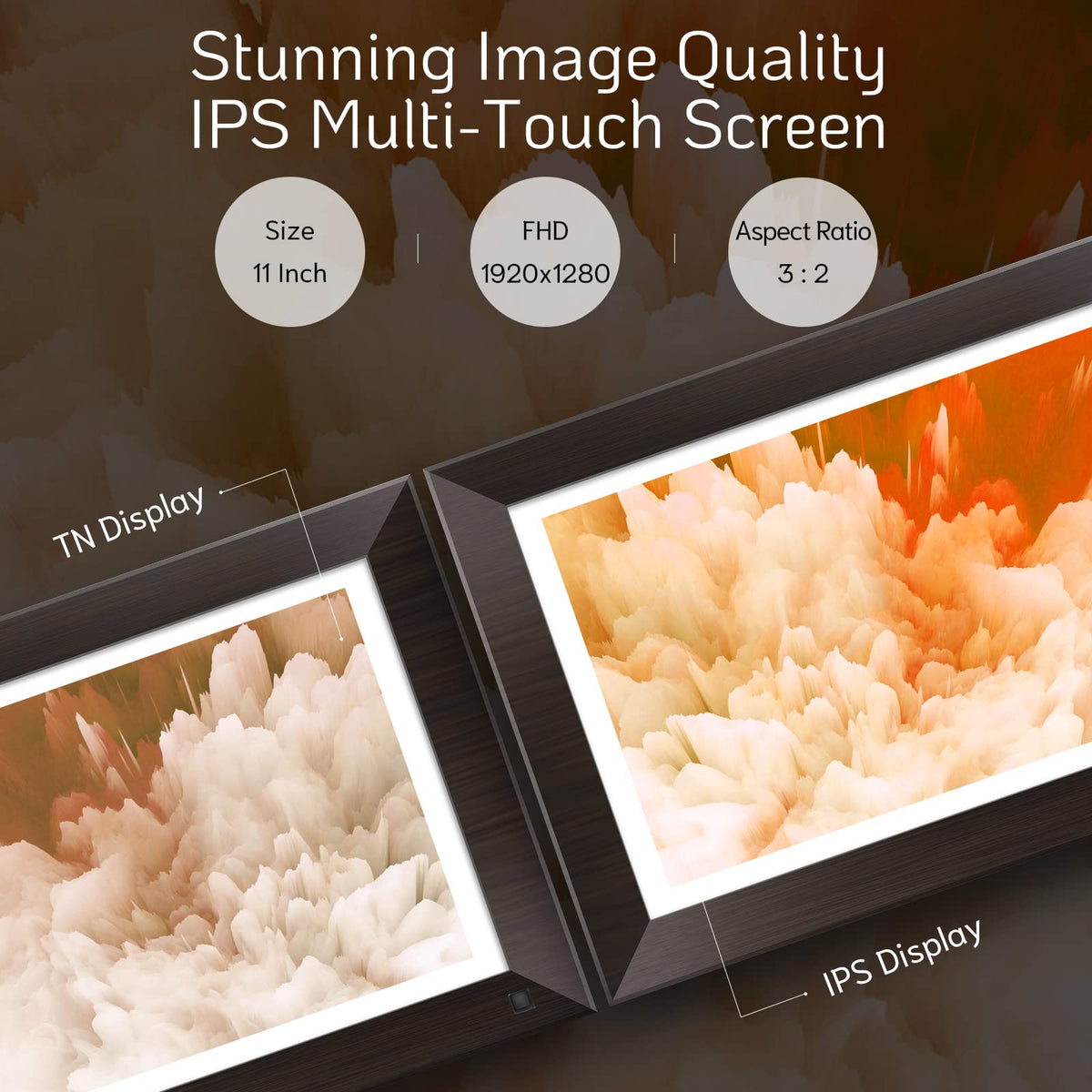 NexFoto 11 Inch Smart 32GB Digital Picture Frame 1080P, Wi-Fi Photo Frame with IPS Touch Screen, Motion Sensor, Easy Setup to Share Photos or Videos via App Email Instantly, Gift for Grandparents