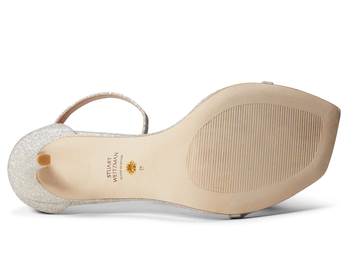 Stuart Weitzman Womens Nudistcurve 100 Sandal Platino 7 M