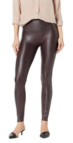 SPANX Faux Leather Leggings for Women Tummy Control Wine 1X - Regular 30