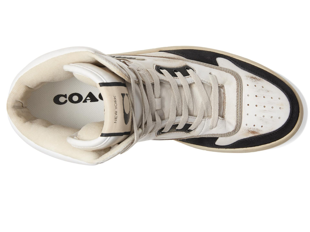 Coach Distressed Leather and Suede High-Top Sneaker White 9.5 D (M)