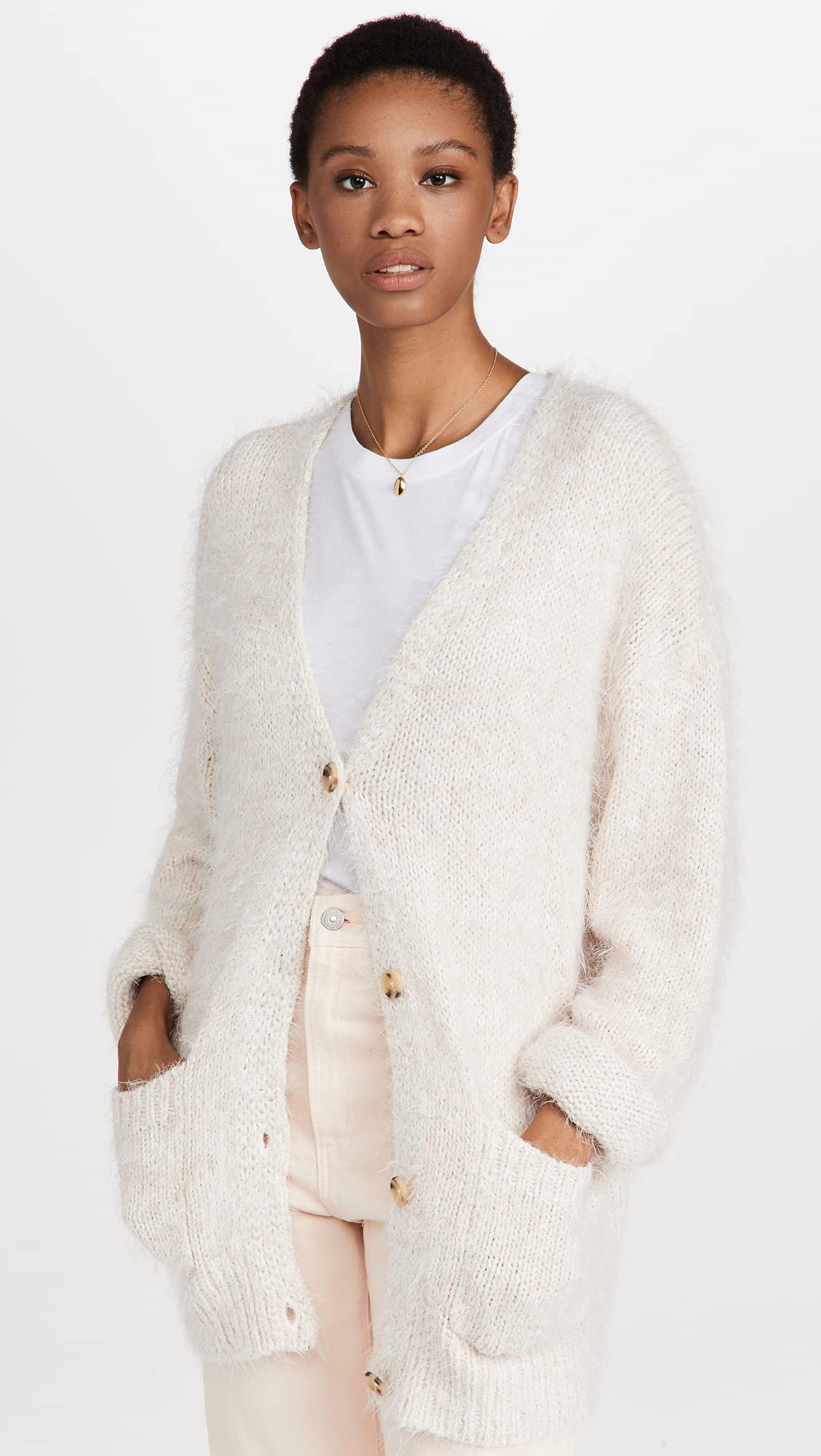 Free People Women's Nevermind Cardi, Creme Brulee, Off White, L