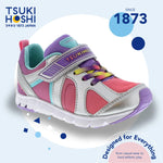 TSUKIHOSHI 3584 Rainbow Strap-Closure Machine-Washable Child Sneaker Shoe with Wide Toe Box and Slip-Resistant, Non-Marking Outsole - Silver/Lavender, 13.5 Little Kid (4-8 Years)