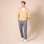 Amazon Essentials Men's Cotton Cardigan Sweater, Camel Heather, Medium