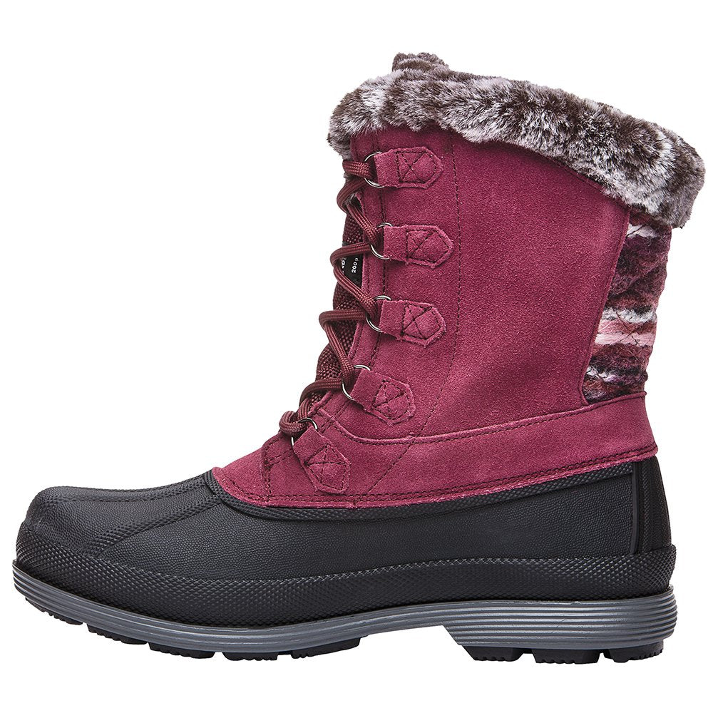 Propét Women's Lumi Tall Lace Snow Boot, Berry, 8.5 Medium US