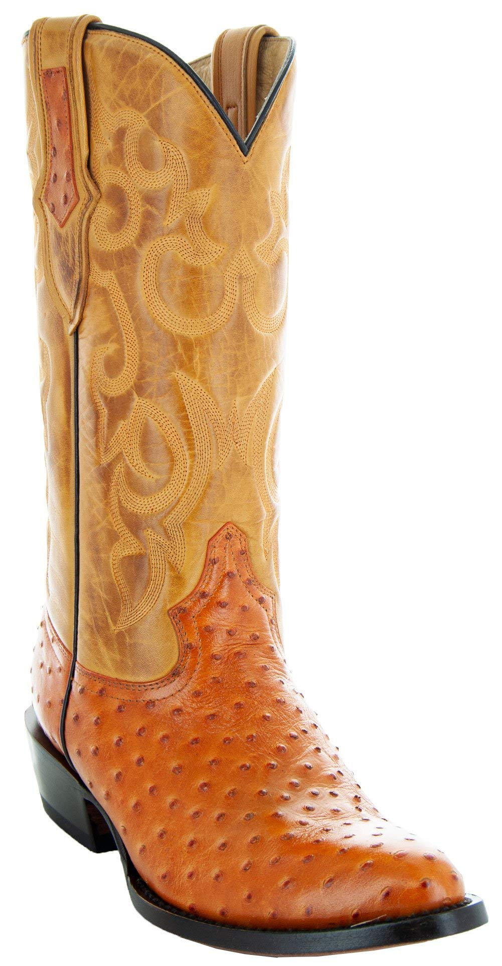 Soto Boots Men's Ostrich Print Cowboy Boots H7002 (Mantequilla, 11)