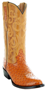 Soto Boots Men's Ostrich Print Cowboy Boots H7002 (Mantequilla, 11)