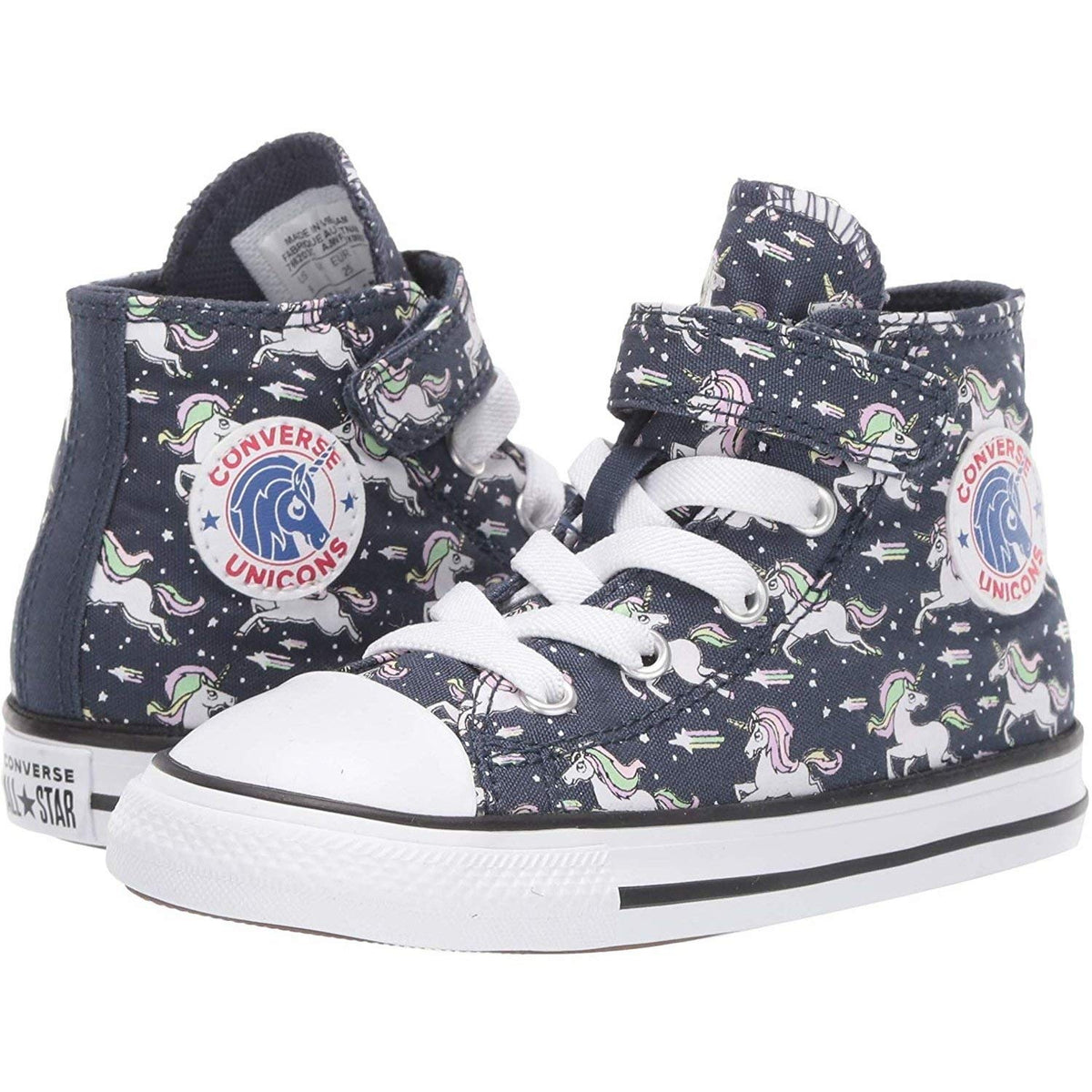 Converse Girl's Chuck Taylor All Star Unicorn Print Velcro High Top Sneaker 5 Toddler Navy/Black/White