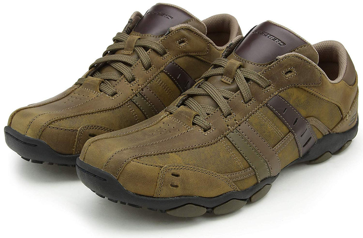 Skechers Mens Diameter Vassell Lace Up Leather Casual Shoe Brown Brown Leather UK Size 12 (EU 47.5, US 13)