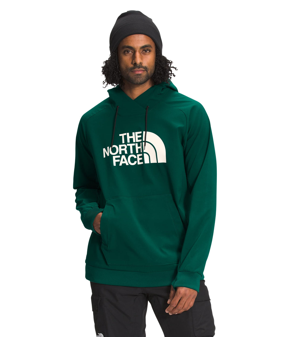 THE NORTH FACE Men's Tekno Logo Water-Repellent Fleece Hoodie, Night Green, Medium Regular