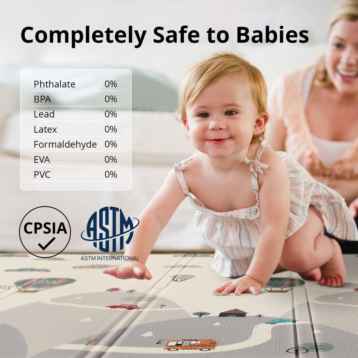 UANLAUO Foldable Baby Play Mat, Extra Large Waterproof Activity Playmats for Babies,Toddlers, Infants, Play & Tummy Time, Foam Baby Mat for Floor with Travel Bag (Balloon(79x71x0.6inch))